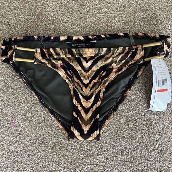 NWT Carmen Marc Valvo Animal Print Bikini Bottom XS - Picture 2 of 5